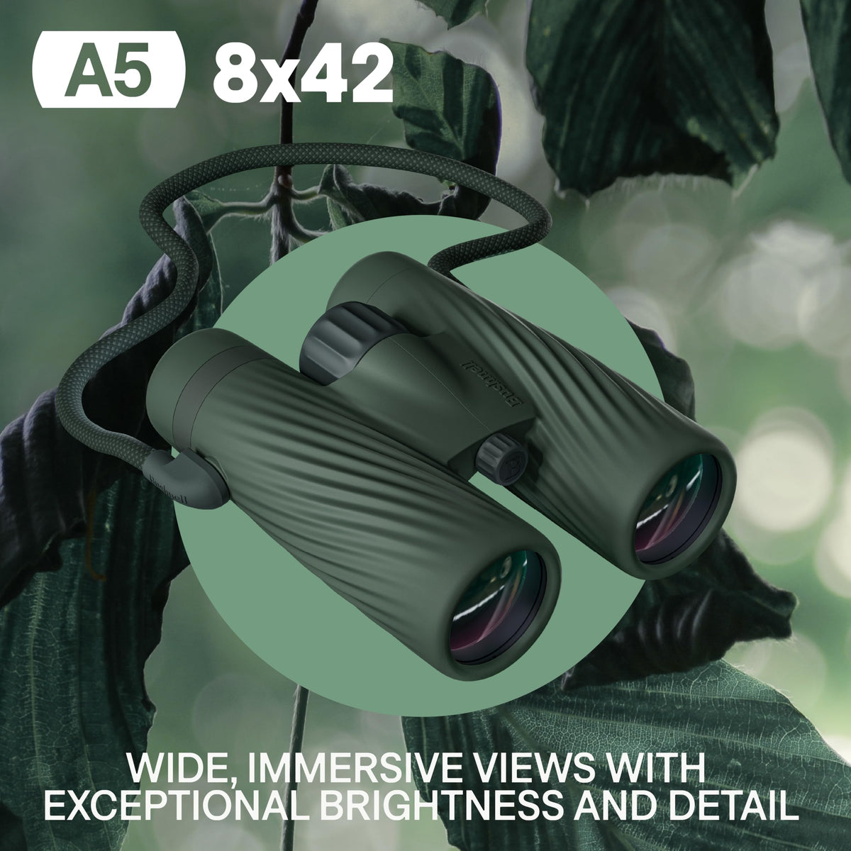Color matched case and accessories included with Bushnell A5 binoculars.
