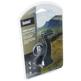 Bushnell tripod adapter attached to a tripod and window mount for versatile positioning.