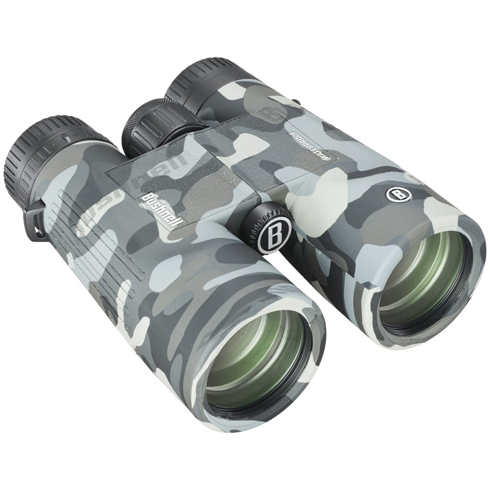 Bushnell Blackout Camo 10x42 binoculars with IPX7 waterproofing for rugged outdoor use