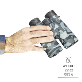 Lightweight polymer body of Bushnell Blackout Camo binoculars for all-day comfort