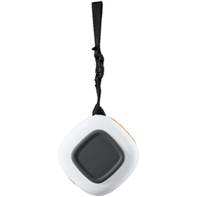 Bushnell Disc Jockey clipped to a disc golf bag, easy access and hands-free benefits