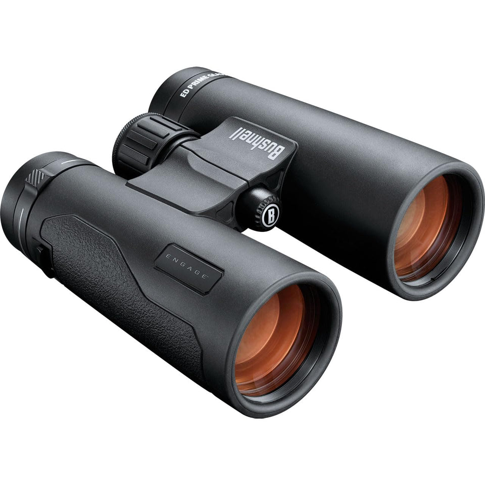 Bushnell Engage EDX binoculars front view showing rugged magnesium chassis for outdoor use