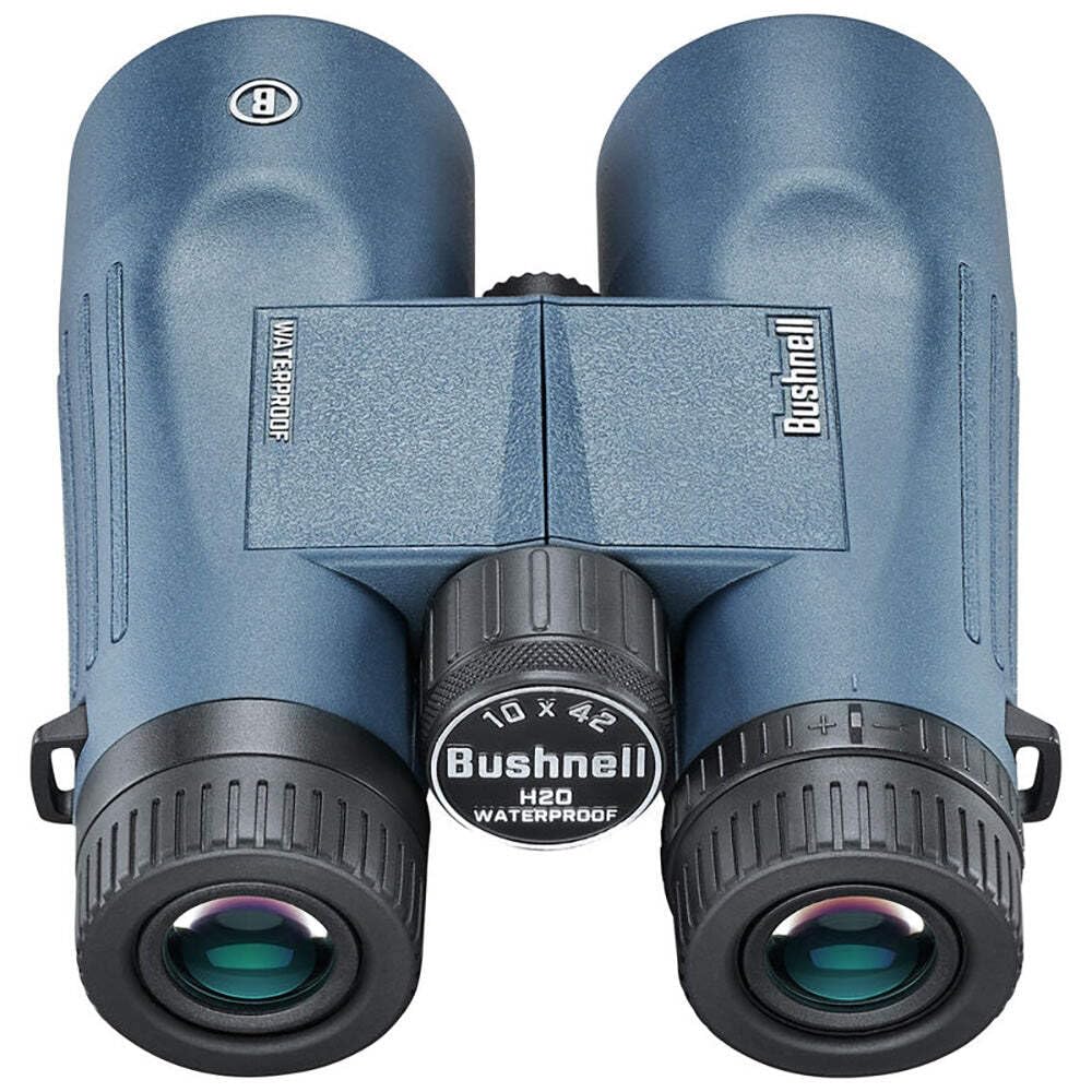 Bushnell H2O 10x42 binoculars with lightweight chassis for all day comfort.