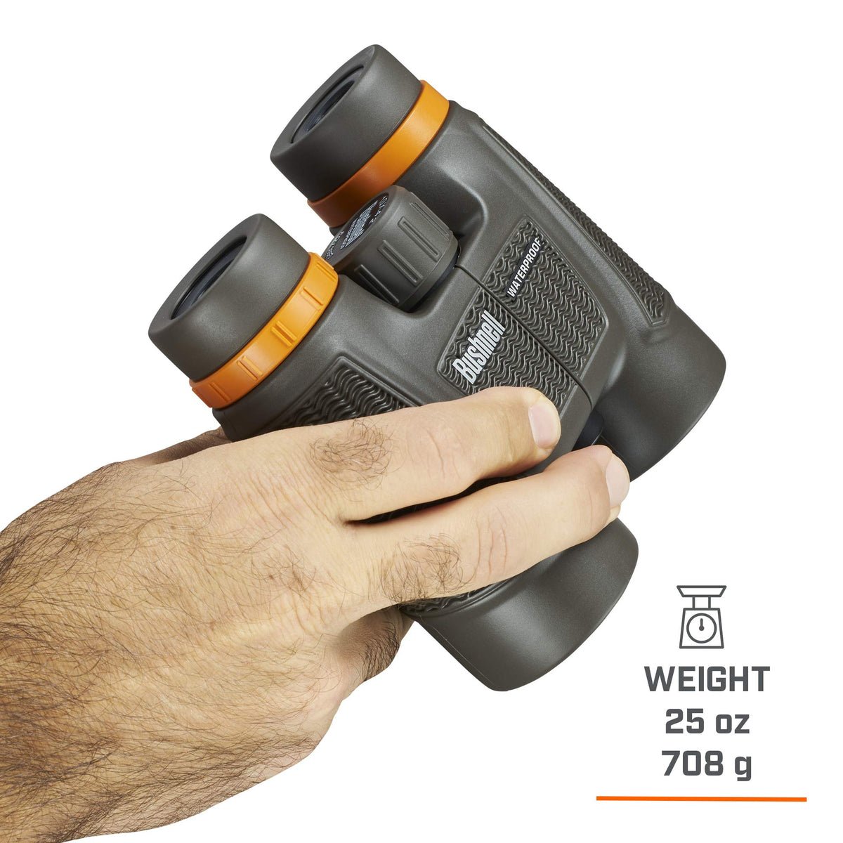Bushnell H2O Xtreme rugged rubber grip offers secure handling in rain.