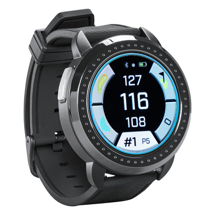 Bushnell ION Elite GPS watch color screen showing front, center, and back yardages
