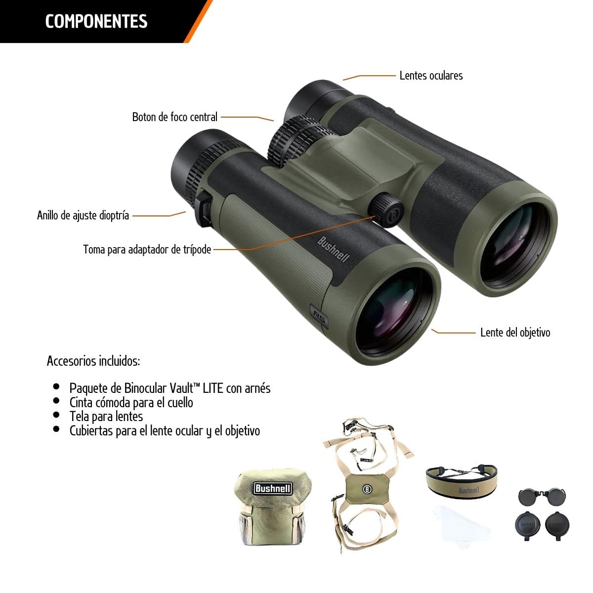 Bushnell R5 binoculars are IPX7 waterproof for wet conditions.