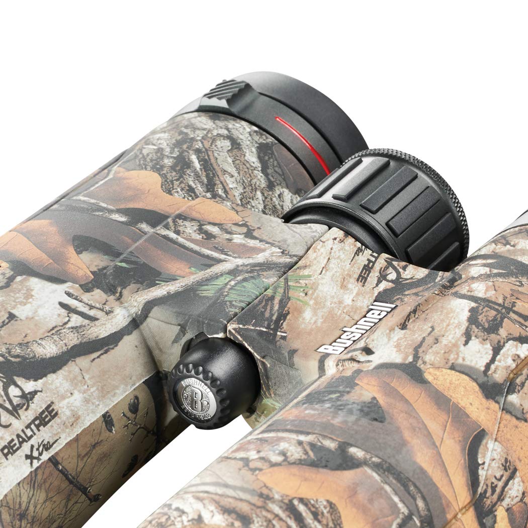 Ergonomic grip on Bushnell Legend L Series binoculars for comfortable use.