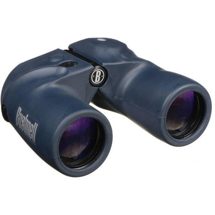 Bushnell Marine 7x50 binoculars with compass for precise nautical navigation.