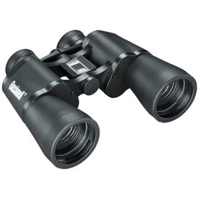 Bushnell Pacifica 10x50 binoculars front view with rugged rubber armor for outdoors.