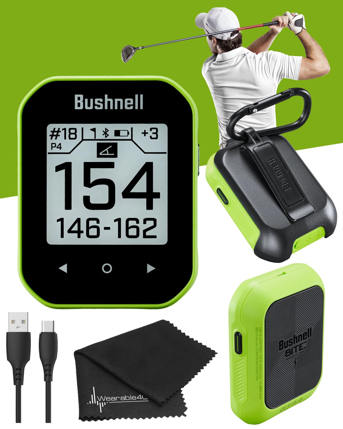 Bushnell Phantom 2 gray camo display showing yardage at a glance for faster shots