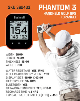 Bushnell Phantom 2 orange side view showing compact form factor.
