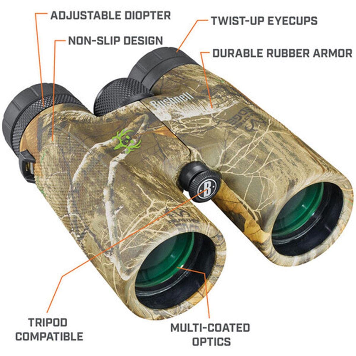Bushnell Powerview BoneCollector tripod-compatible design supports stable viewing.