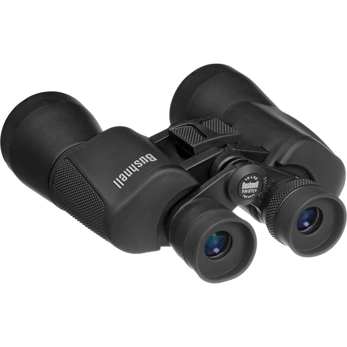 Bushnell Powerview 10x50 binoculars objective lenses capturing bright distant scenery