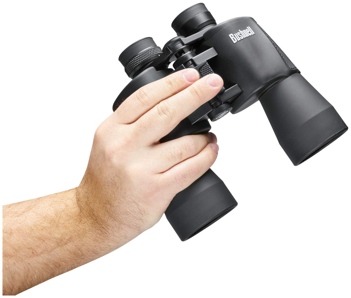 Bushnell Powerview 12x50 in hand ready for outdoor viewing