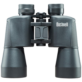 Bushnell Powerview 12x50 binoculars left side view highlighting ergonomic design