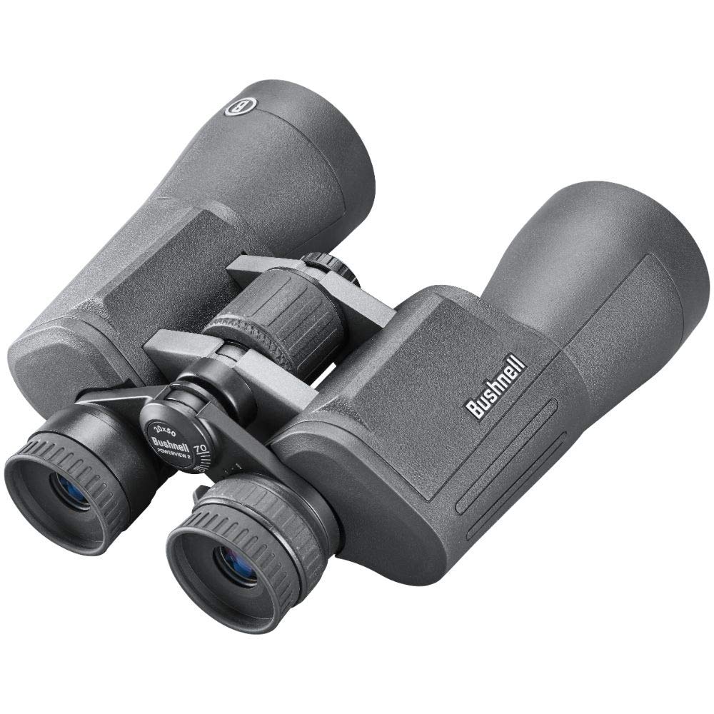 Bushnell PowerView 2 20x50 binoculars ergonomic grip close-up for comfortable one-handed use
