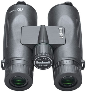 Bushnell Prime 12x50 binoculars optics close-up shows multi-coating for brighter views