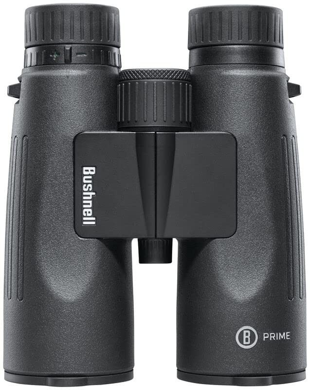 Bushnell Prime 12x50 binoculars side view showing rugged grip for outdoor adventures