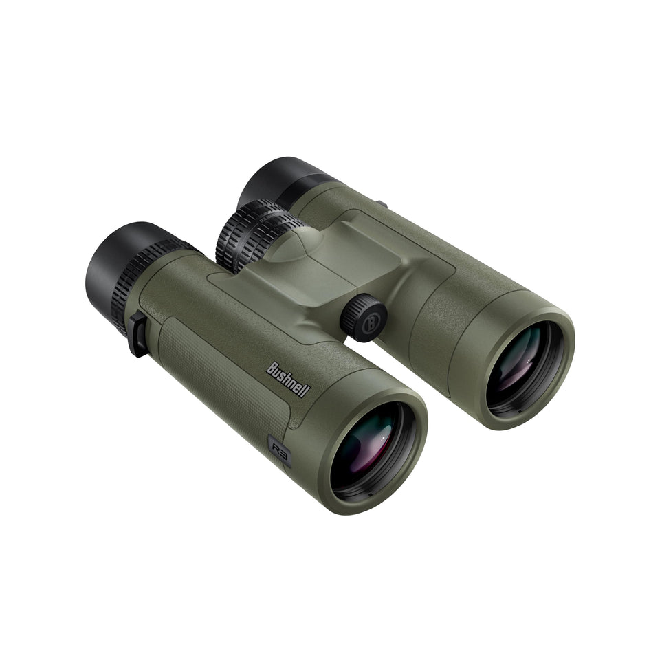 Bushnell R3 8x42 binoculars front view offers bright, immersive wildlife viewing.