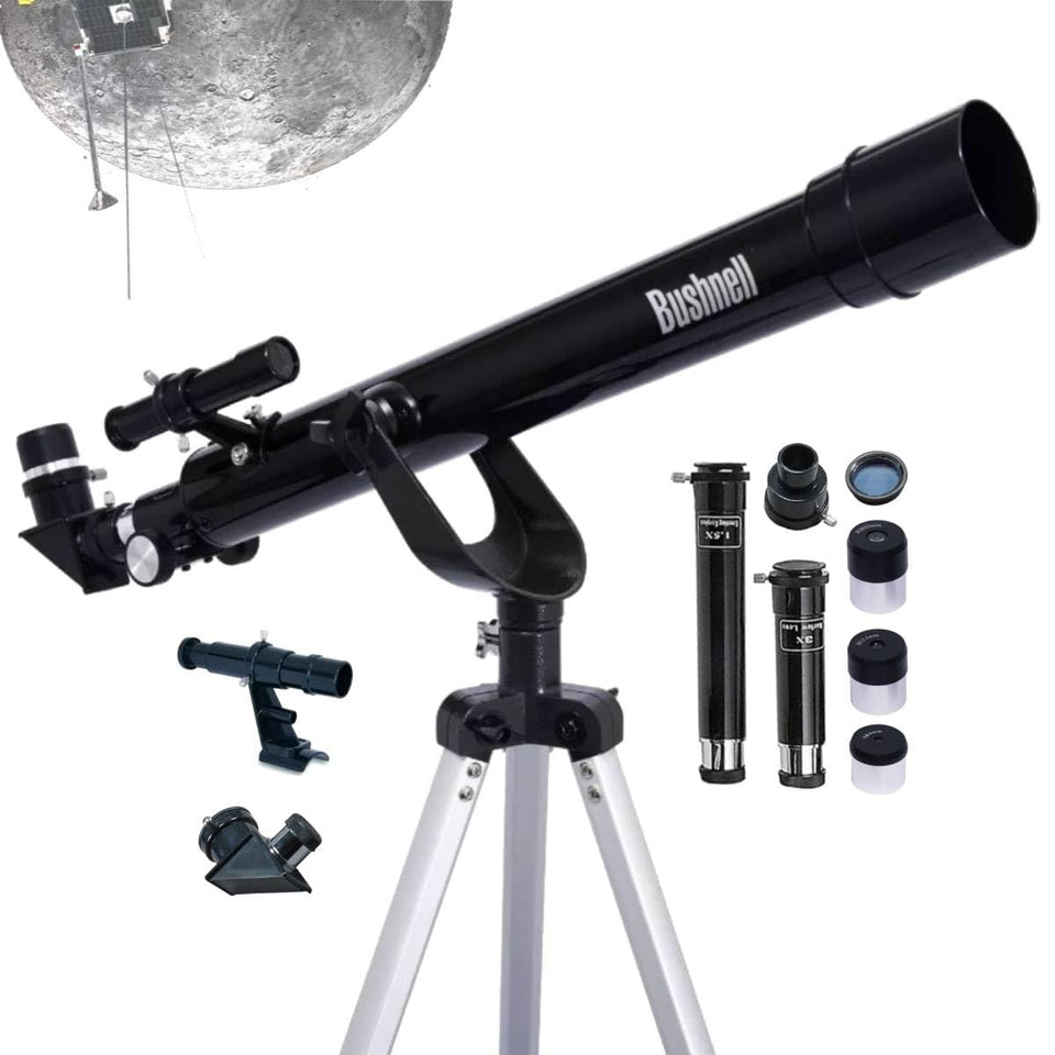 Bushnell refractor front view showing tube and lens, ideal for portable stargazing