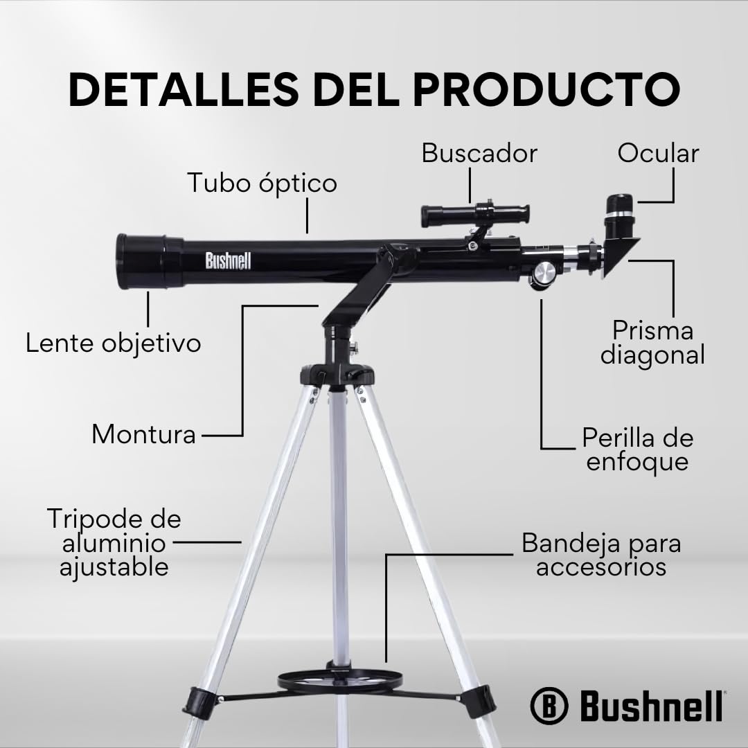 Bushnell size comparison with backpack conveys lightweight portability for travel