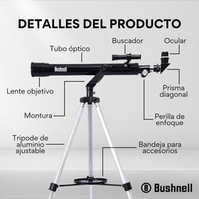 Bushnell size comparison with backpack conveys lightweight portability for travel
