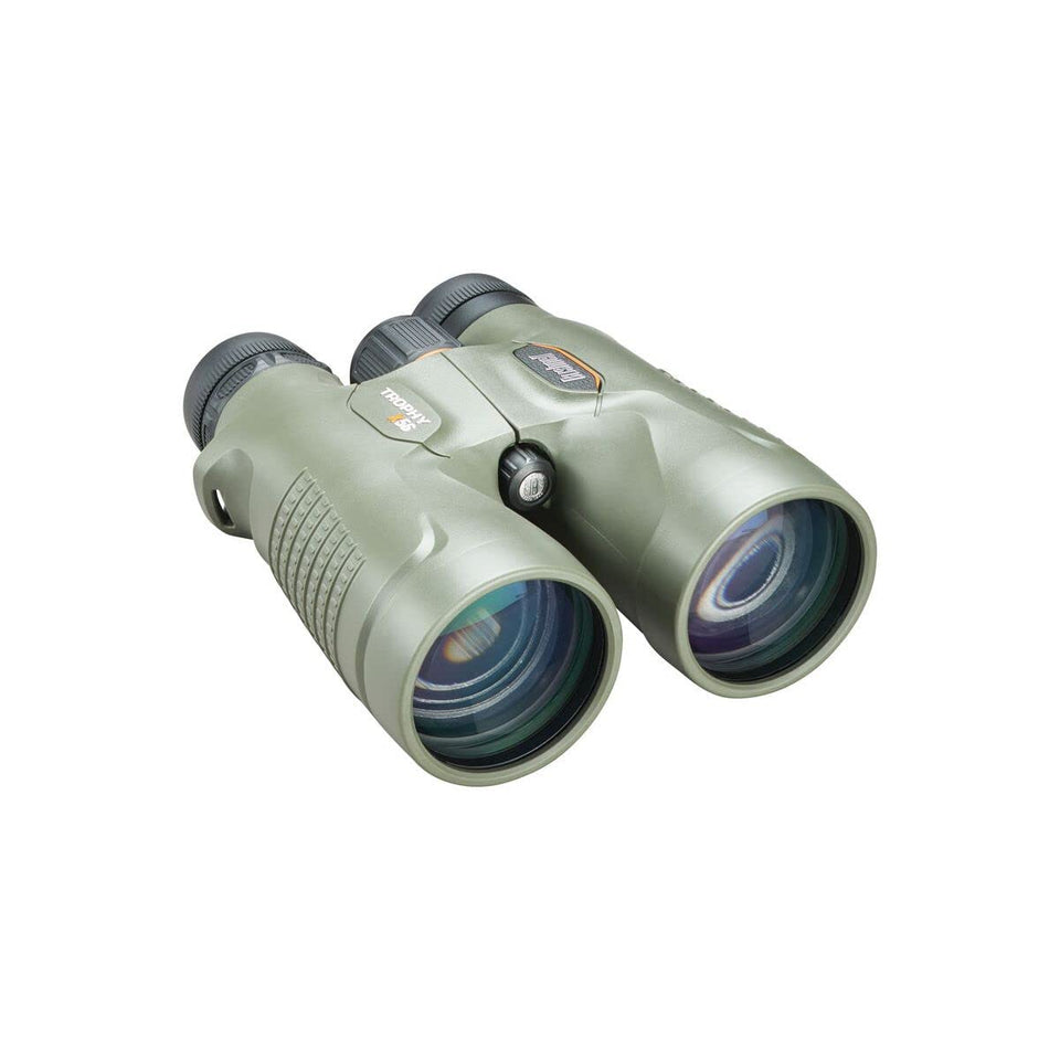 Bushnell Trophy Extreme 8x56 binoculars with green roof design, waterproof performance for rugged outdoor viewing