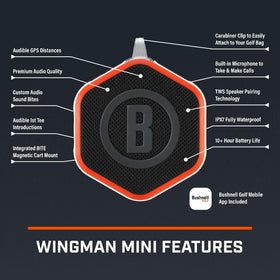 Orange Wingman Mini on cart rail delivering GPS distance prompts clearly
