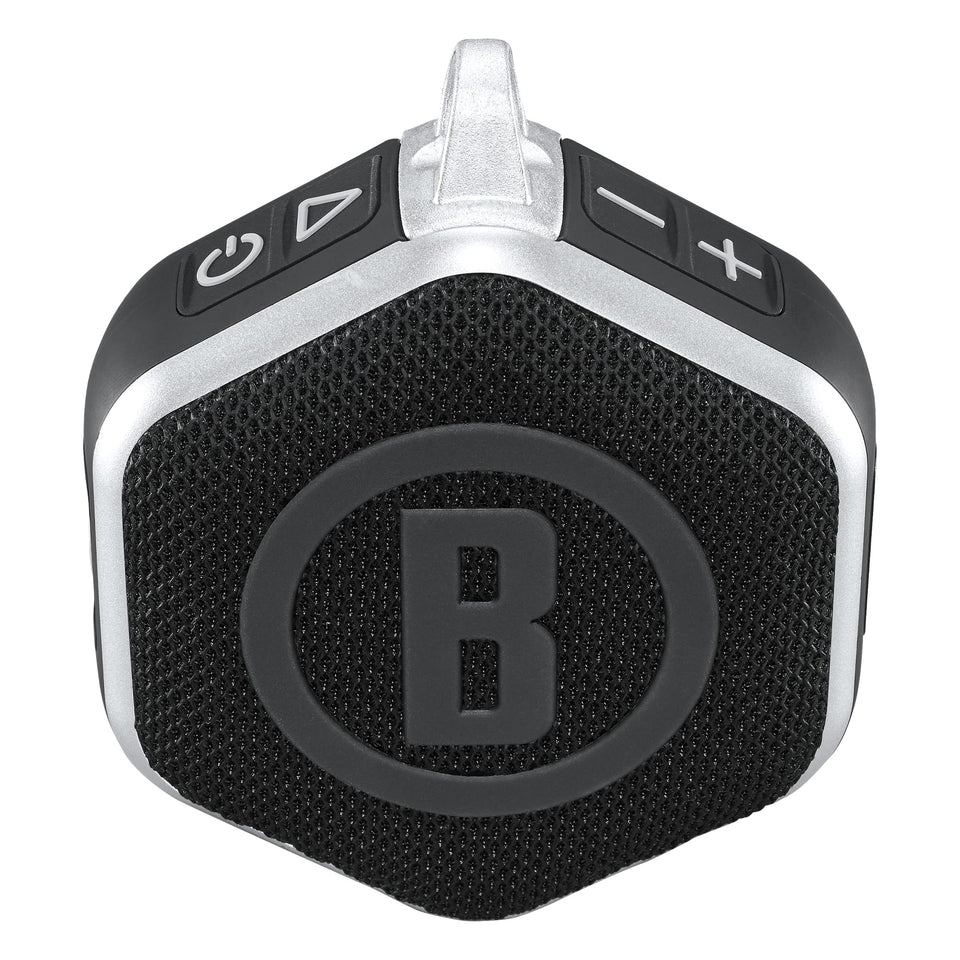 Bushnell Wingman Mini portable Bluetooth speaker with on-course audio enhancements for golfers.
