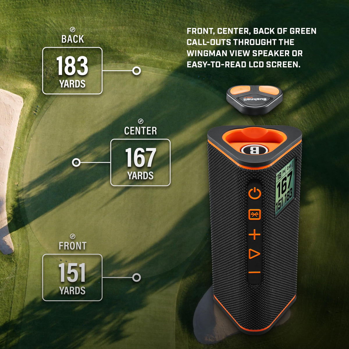 Hazard distances illustrated on Wingman View per hole