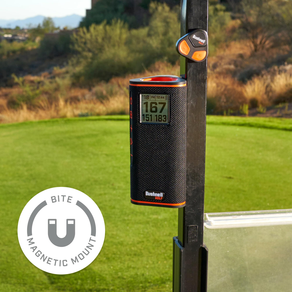 Removable magnetic remote for Wingman View control on the course