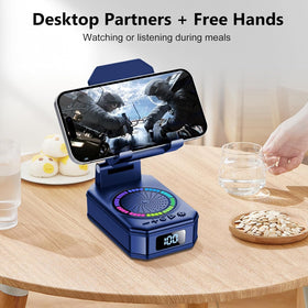 buwy phone in stand side view with stable angle for comfortable viewing