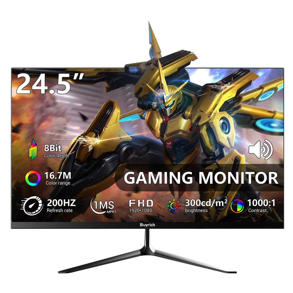 BUYRICH 24.5-inch gaming monitor front view for a sleek setup