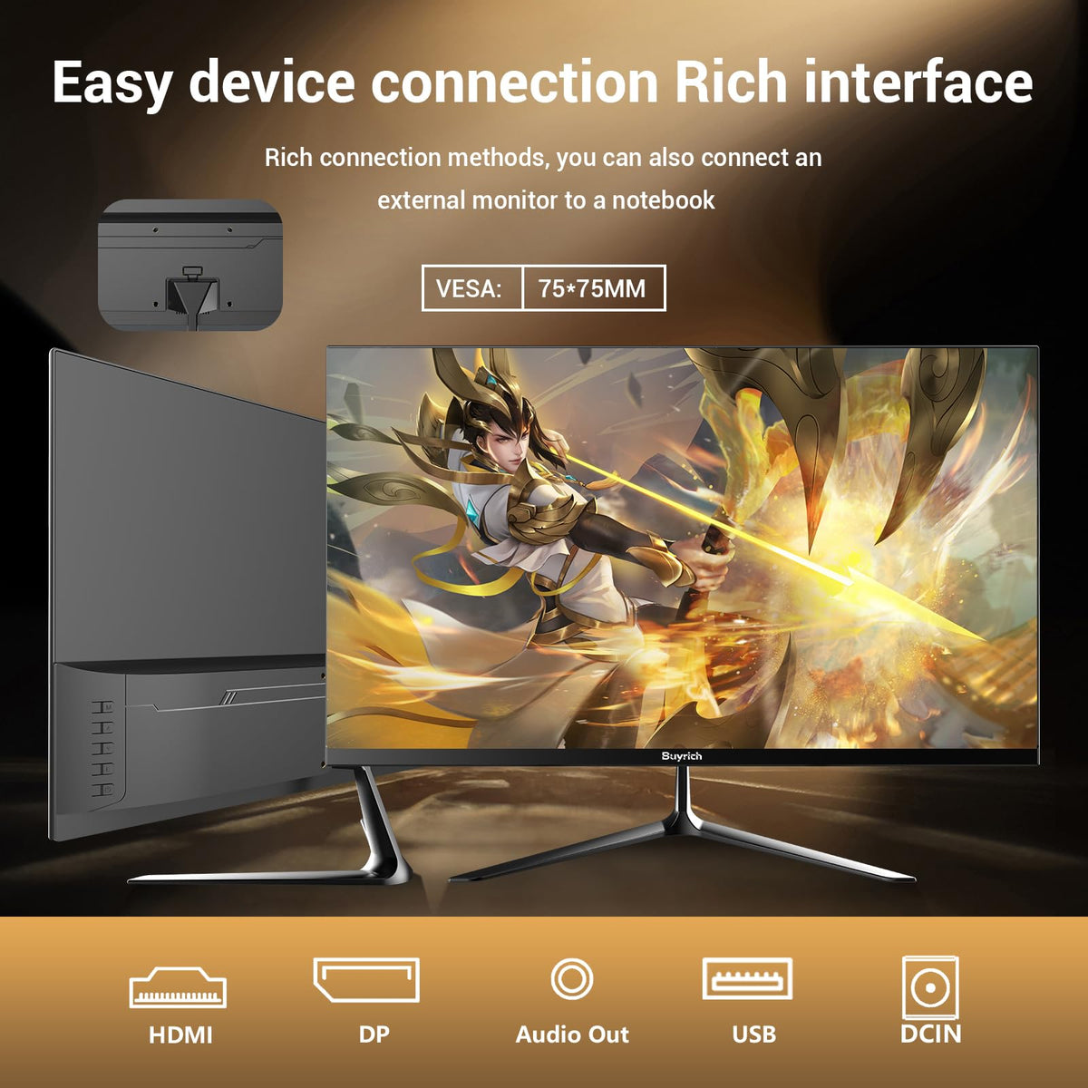 BUYRICH 75x75mm VESA compatibility for flexible mounting