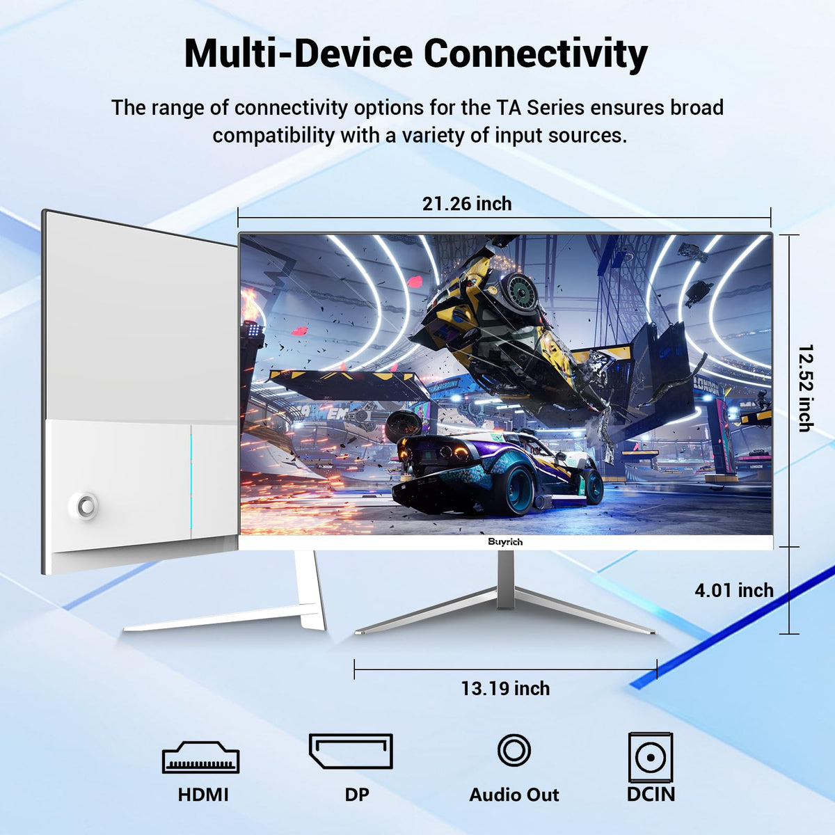BUYRICH 24-inch monitor on a compact desk for streamlined setup.