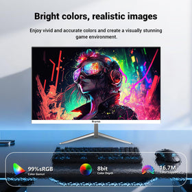 BUYRICH 24-inch monitor close-up showing deep blacks and sharp text details.