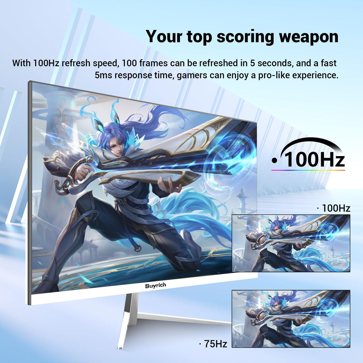 BUYRICH monitor rear ports (HDMI/DP) enabling quick connectivity and versatility.