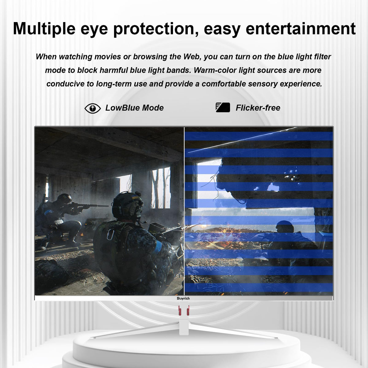 BUYRICH ergonomic setup with adjustable stand for flexible placement