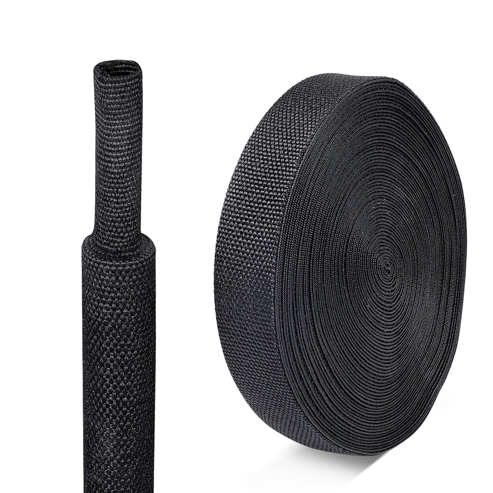 BuyUneed braided sleeving demonstrating 2-1 shrinkage for tidy cable management.