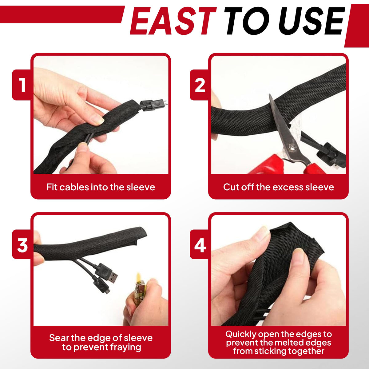 BuyUneed cable organizer sleeve creates neat, orderly wiring bundles.