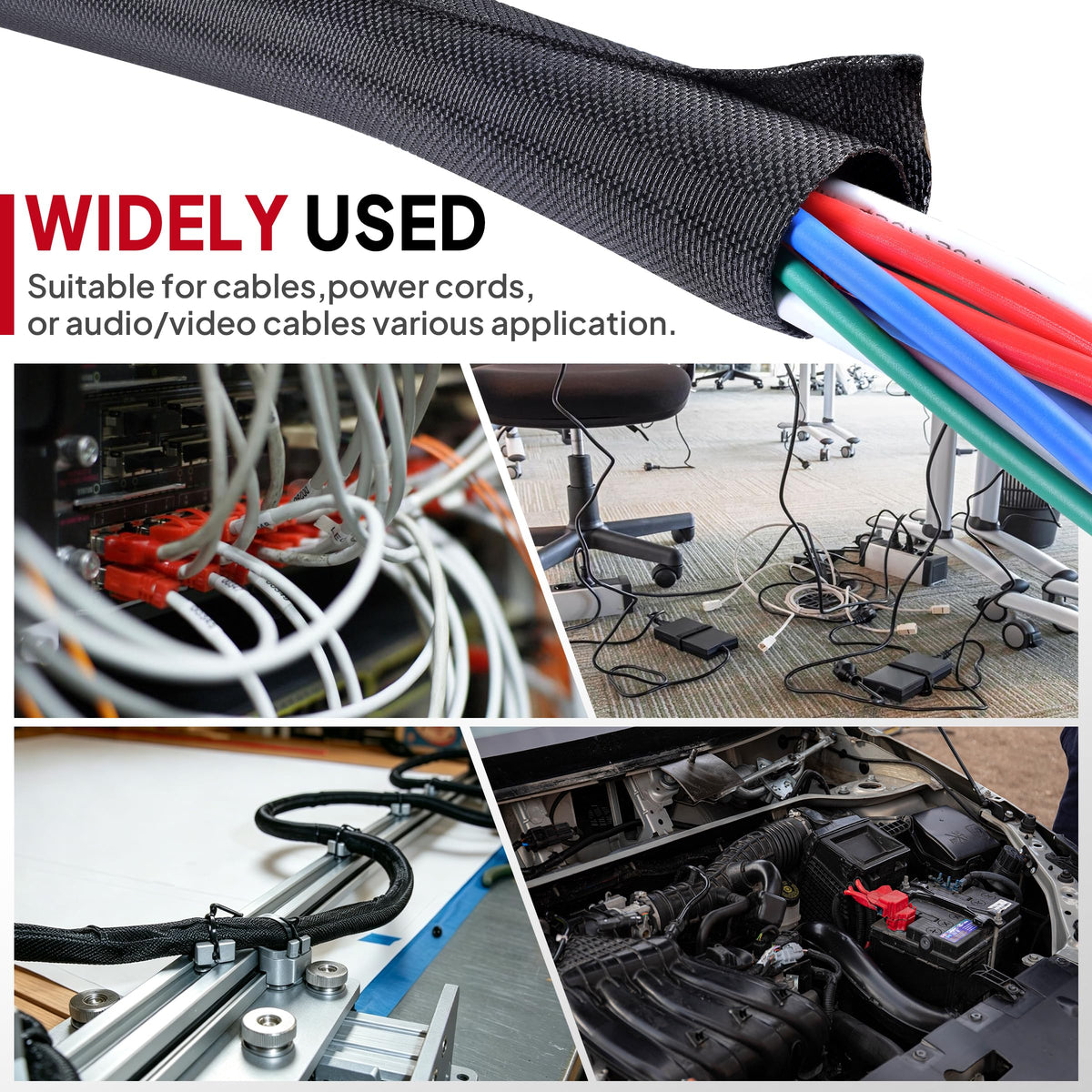 BuyUneed clean cable routing in home or garage with this sleeve.