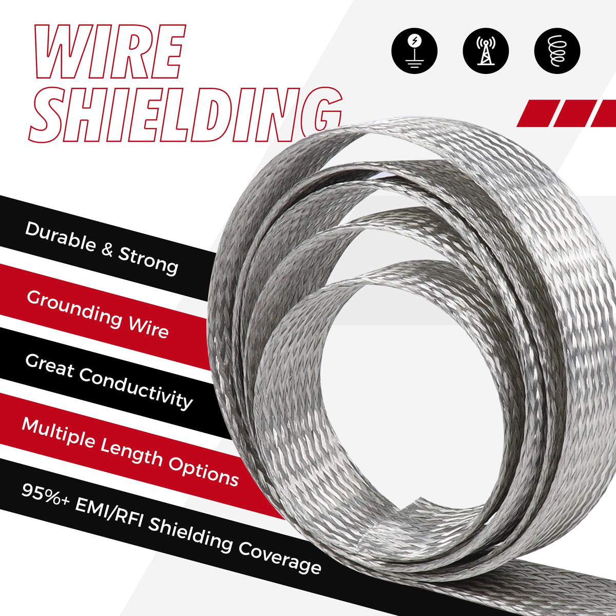 BuyUneed copper braid shielding demonstrating impact on signal stability