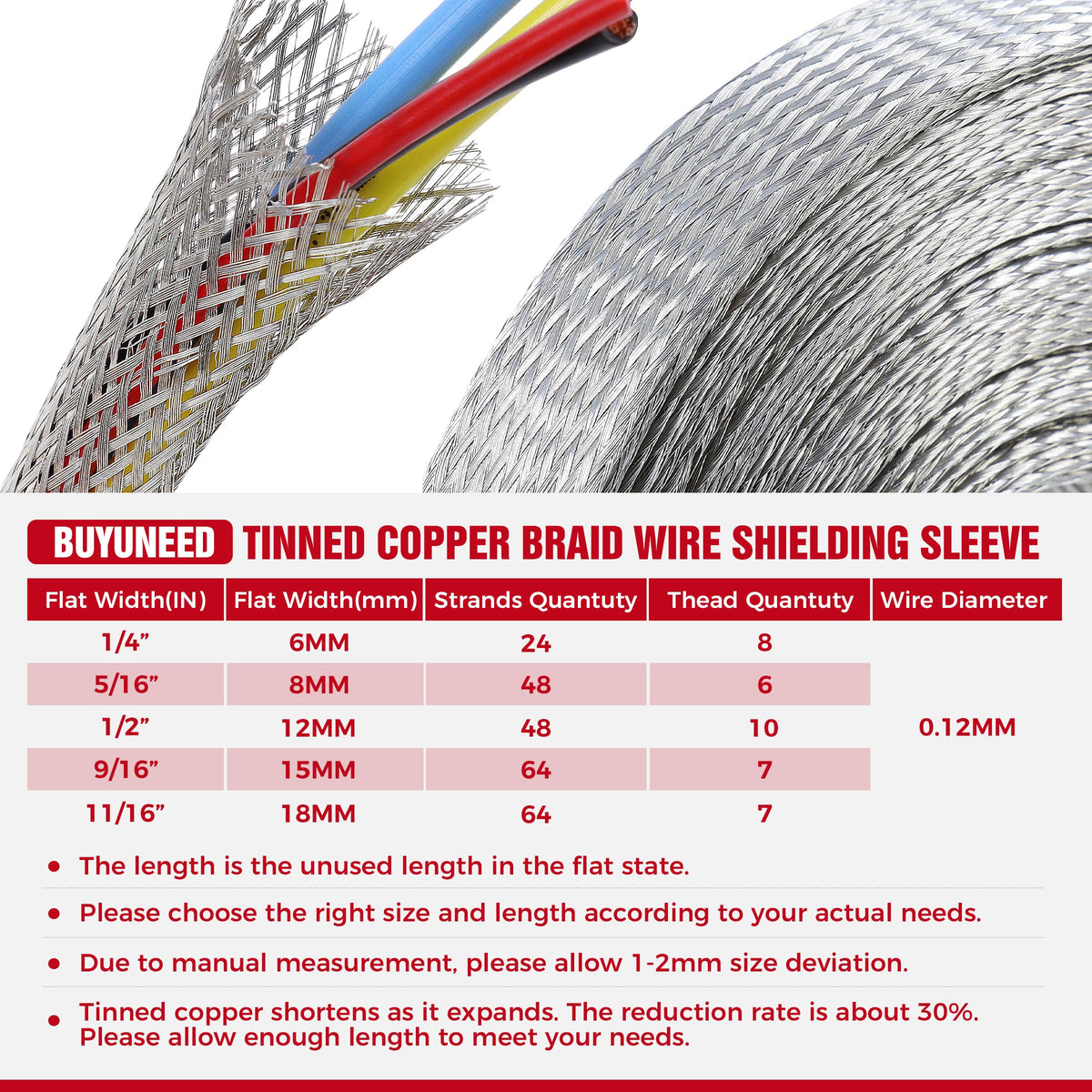 BuyUneed easy-apply wire sleeve braid laid over a cable bundle