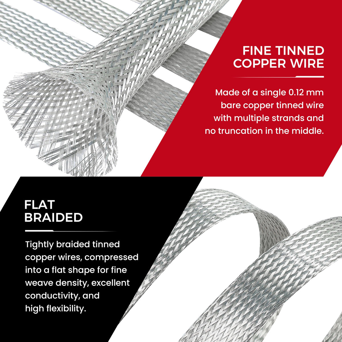 BuyUneed flexible expandable mesh braid sleeve ready to wrap around wires