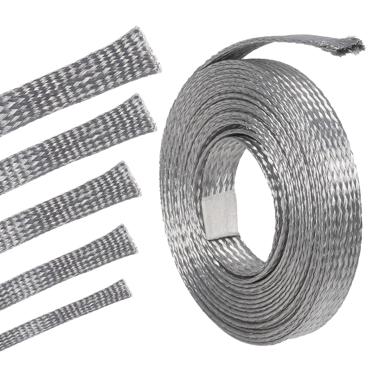 BuyUneed front view of braided shielding sleeve showing width and roll benefit