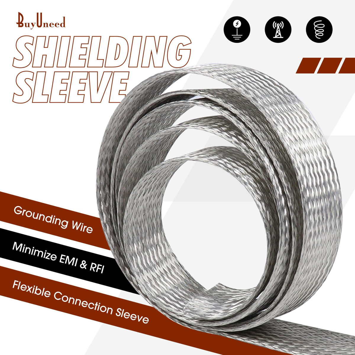 BuyUneed braid bonded to ground bus showing secure grounding and interference reduction