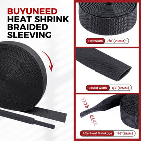 BuyUneed heat-shrink braided sleeving provides abrasion protection for cables.