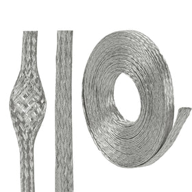 BuyUneed wire shielding sleeve close-up showing tinned copper braid for grounding