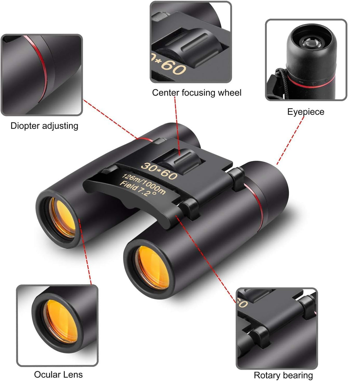 BWEISSTH small compact binoculars close-up lens enables sharp detail.