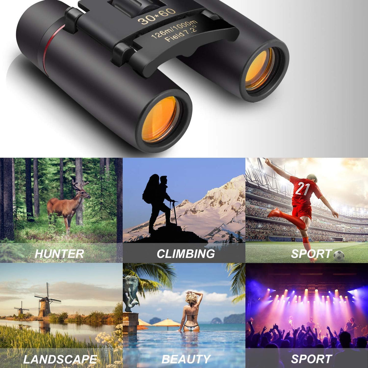 BWEISSTH binoculars rubber armor protects against weather and wear.